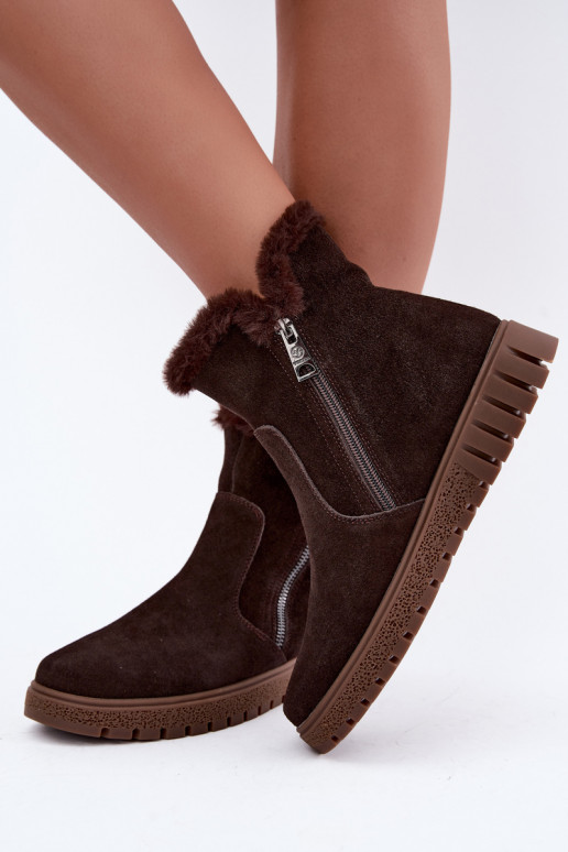Stivali in suede sintetico con pelliccia Vinceza Czekolado