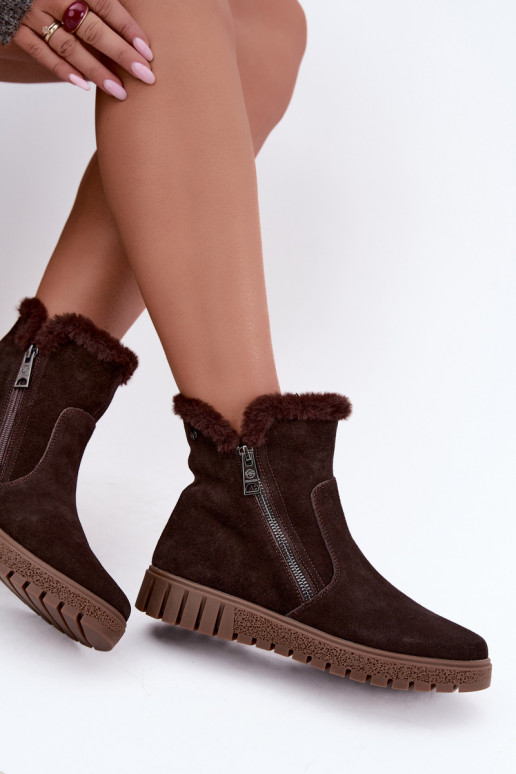 Stivali in suede sintetico con pelliccia Vinceza Czekolado