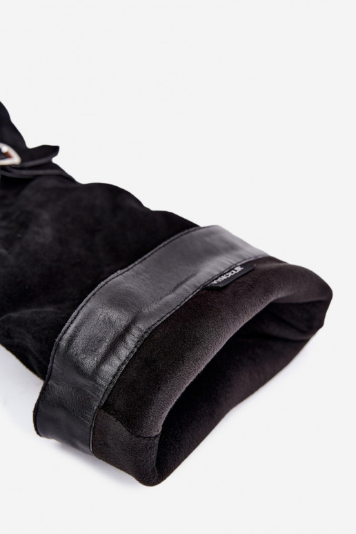Stivali alti in suede sintetico con fibbie Vinceza neri