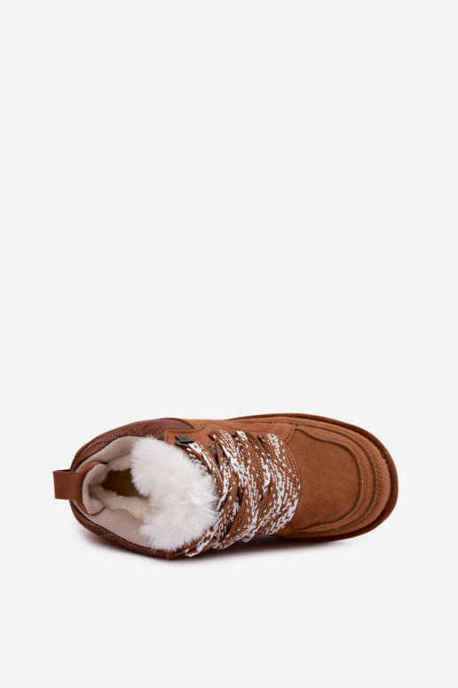 Stivali da neve in suede sintetico con pelliccia e lacci Vinceza marrone