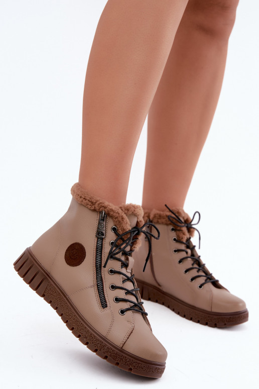 Stivaletti da donna in pelle naturale isolati Vinceza 133123 in colore sabbia