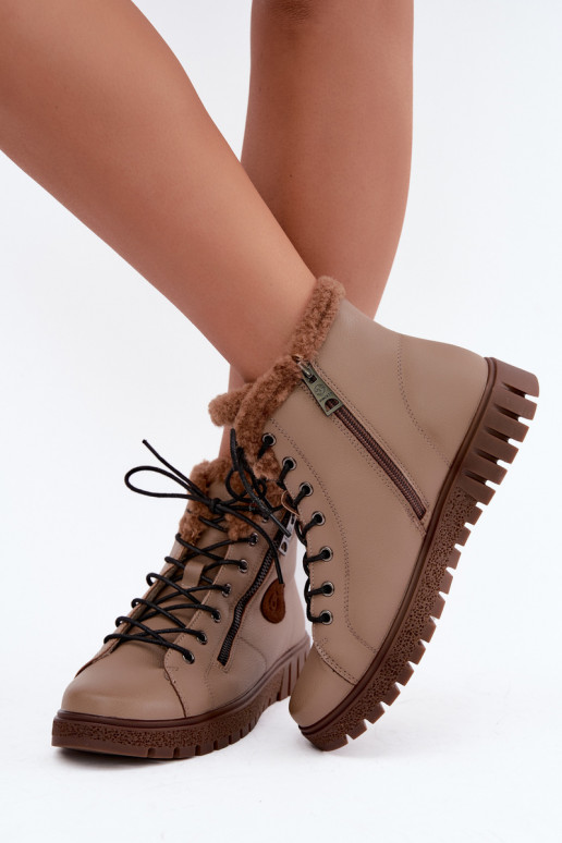 Stivaletti da donna in pelle naturale isolati Vinceza 133123 in colore sabbia