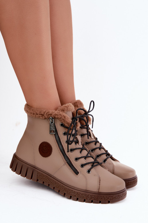 Stivaletti da donna in pelle naturale isolati Vinceza 133123 in colore sabbia