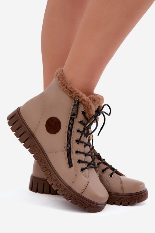 Stivaletti da donna in pelle naturale isolati Vinceza 133123 in colore sabbia