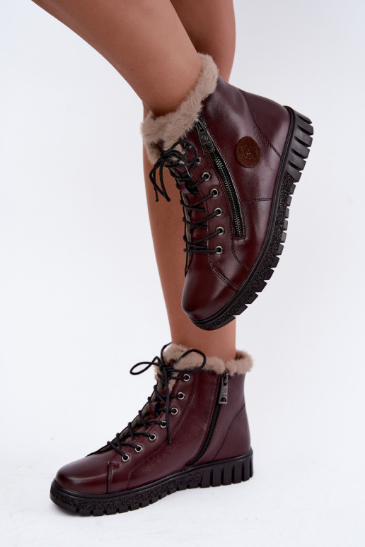 Stivaletti da donna in pelle naturale isolati Vinceza 133123 in colore bordeaux