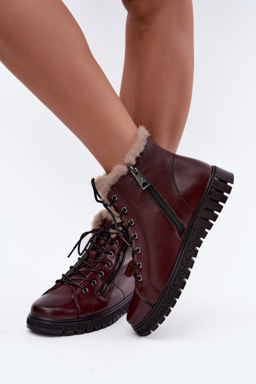 Stivaletti da donna in pelle naturale isolati Vinceza 133123 in colore bordeaux
