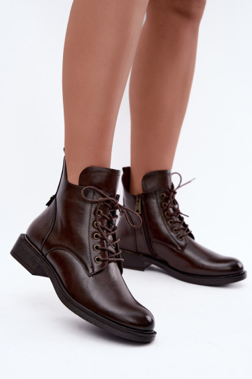 Stivaletti isolati con tacco largo 58677 in colore cioccolato 2