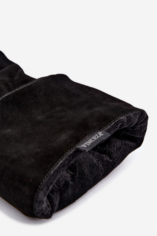 Stivali alti in suede sintetico Slouchy con tacchi sottili Vinceza 89170 in colore nero
