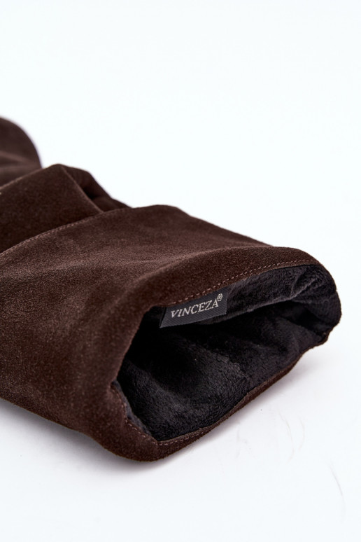 Stivali alti in suede sintetico Slouchy con tacchi sottili Vinceza 89170 in colore cioccolato
