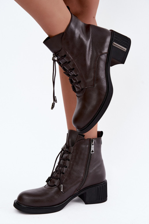 Stivaletti isolati in pelle naturale Klocke Vinceza 89161 in colore cioccolato