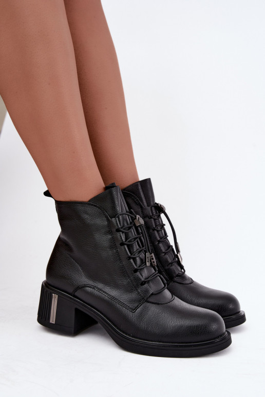 Stivaletti isolati in pelle naturale Klocke Vinceza 89161 in colore nero