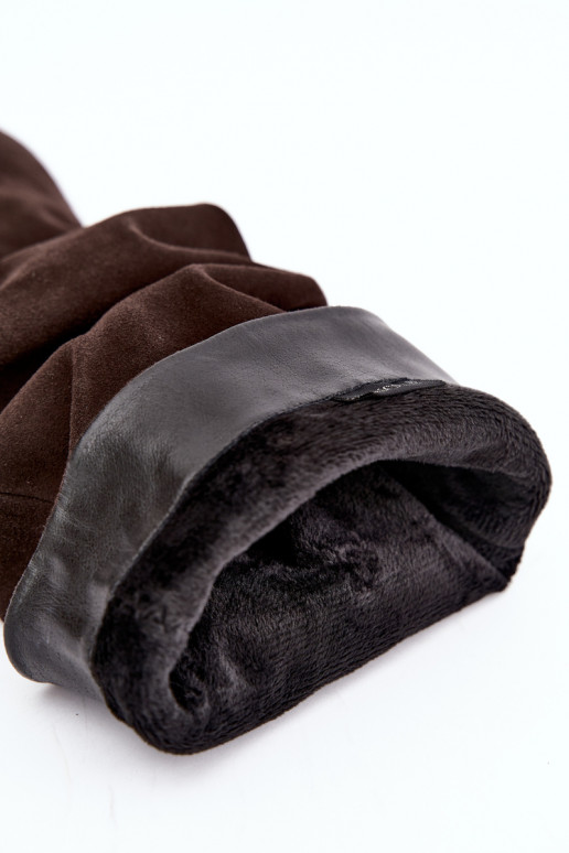 Stivali alti in suede sintetico isolati Slouchy con tacchi Vinceza 89167 in colore cioccolato