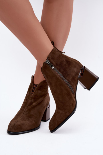 Stivaletti caldi in suede sintetico con tacco in colore marrone Laverelle 2