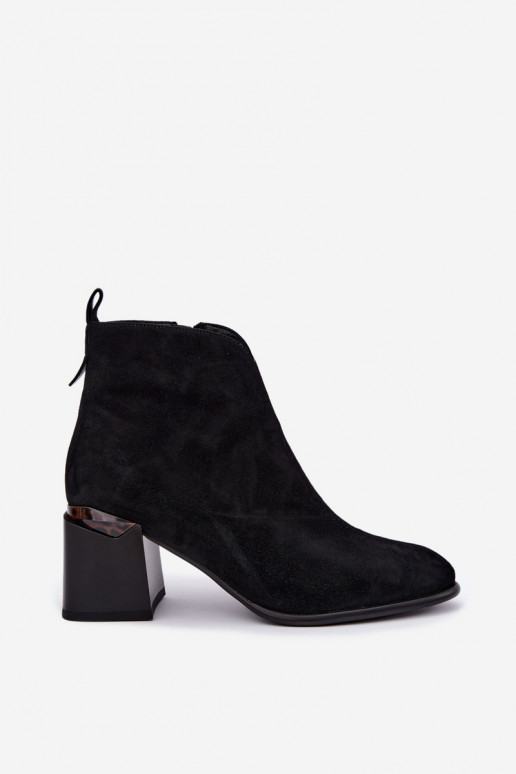 Stivaletti caldi in suede sintetico con tacco in colore nero Laverelle