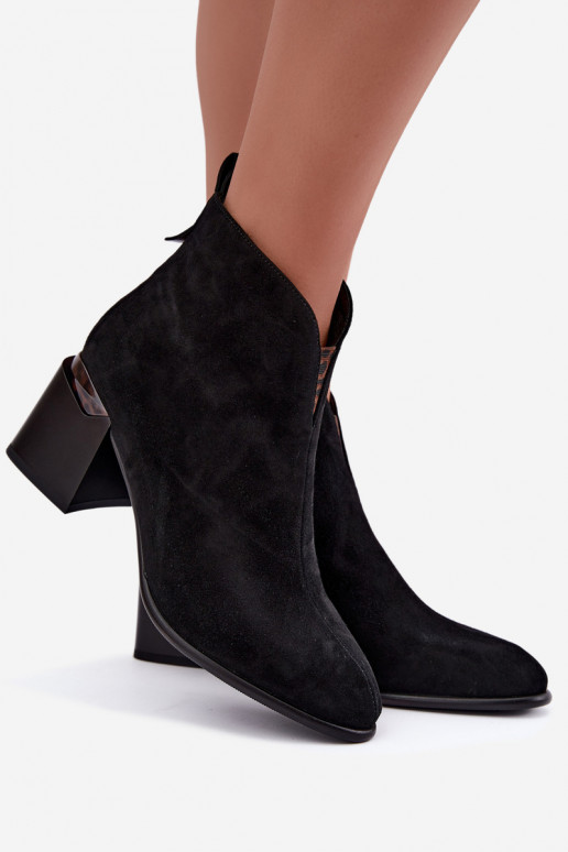 Stivaletti caldi in suede sintetico con tacco in colore nero Laverelle