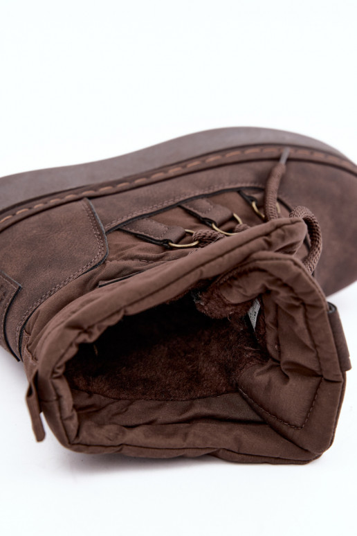 Stivali invernali con lacci e plateau Big Star UU274191 cioccolato
