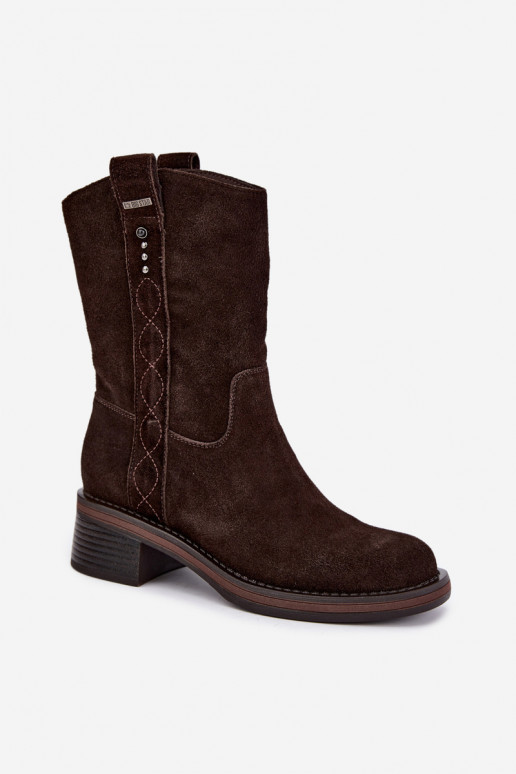 Stivaletti isolati in suede sintetico Big Star UU274607 cioccolato
