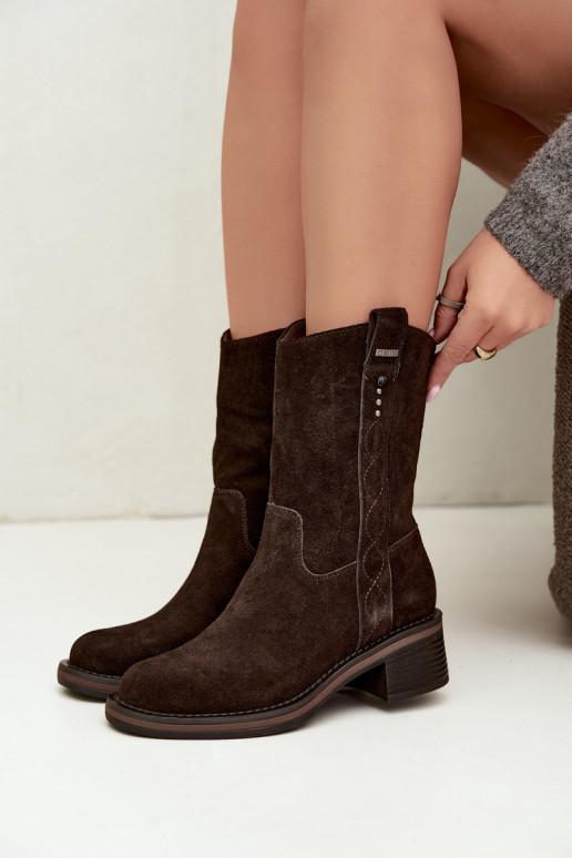 Stivaletti isolati in suede sintetico Big Star UU274607 cioccolato