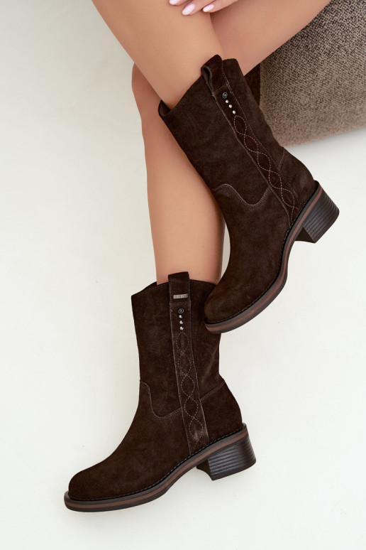 Stivaletti isolati in suede sintetico Big Star UU274607 cioccolato