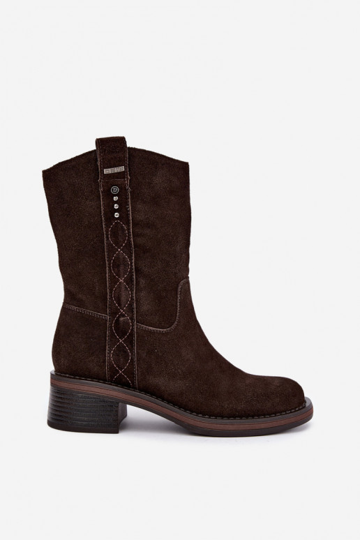 Stivaletti isolati in suede sintetico Big Star UU274607 cioccolato
