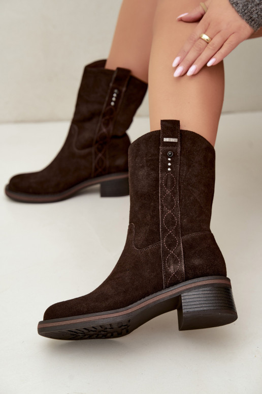 Stivaletti isolati in suede sintetico Big Star UU274607 cioccolato