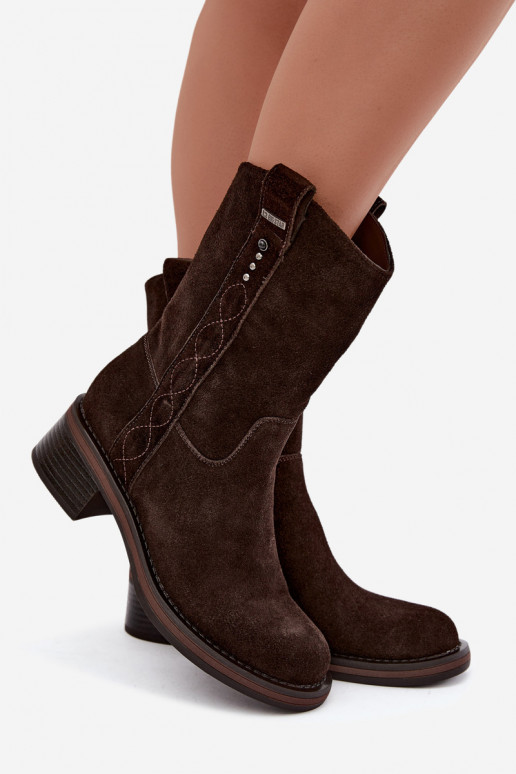 Stivaletti isolati in suede sintetico Big Star UU274607 cioccolato
