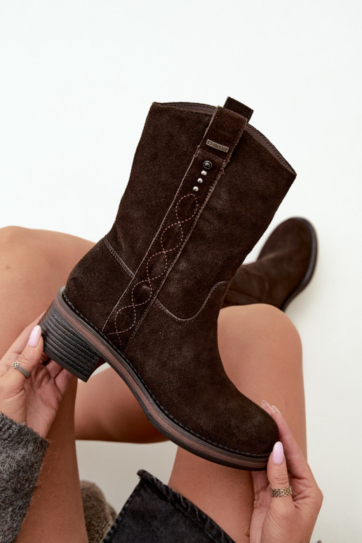 Stivaletti isolati in suede sintetico Big Star UU274607 cioccolato