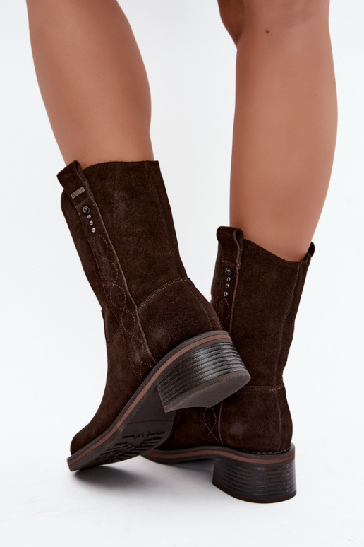 Stivaletti isolati in suede sintetico Big Star UU274607 cioccolato