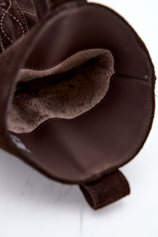 Stivaletti isolati in suede sintetico Big Star UU274607 cioccolato