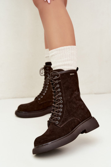 Stivaletti da lavoro isolati in suede sintetico Big Star UU274612 cioccolato 2