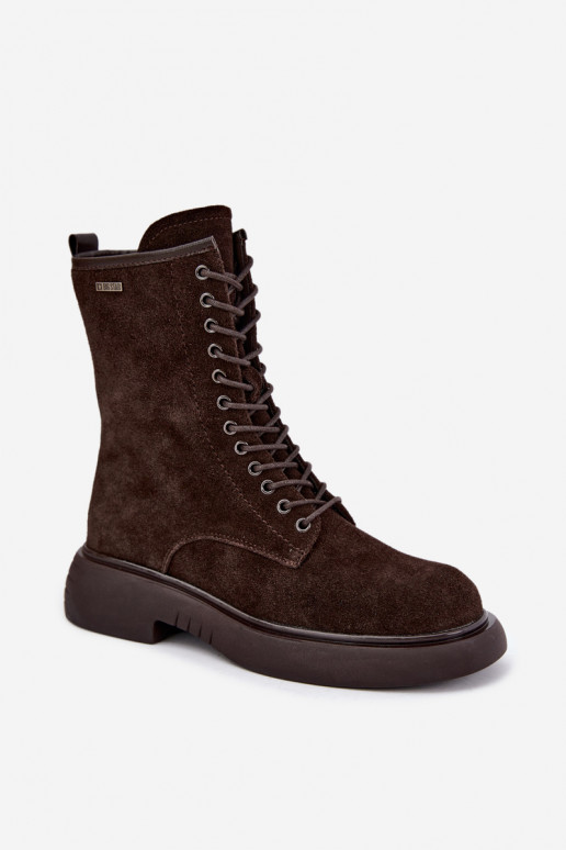 Stivaletti da lavoro isolati in suede sintetico Big Star UU274612 cioccolato