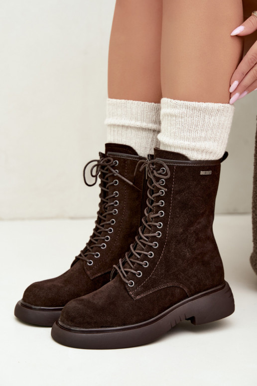 Stivaletti da lavoro isolati in suede sintetico Big Star UU274612 cioccolato