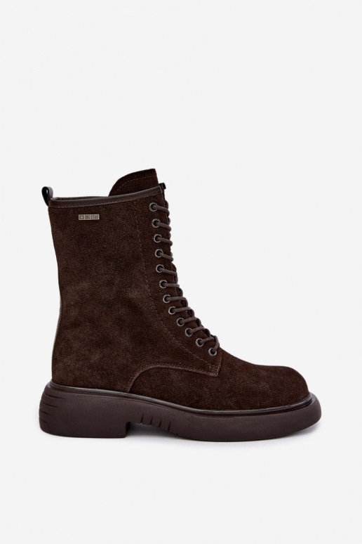 Stivaletti da lavoro isolati in suede sintetico Big Star UU274612 cioccolato
