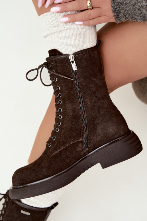Stivaletti da lavoro isolati in suede sintetico Big Star UU274612 cioccolato