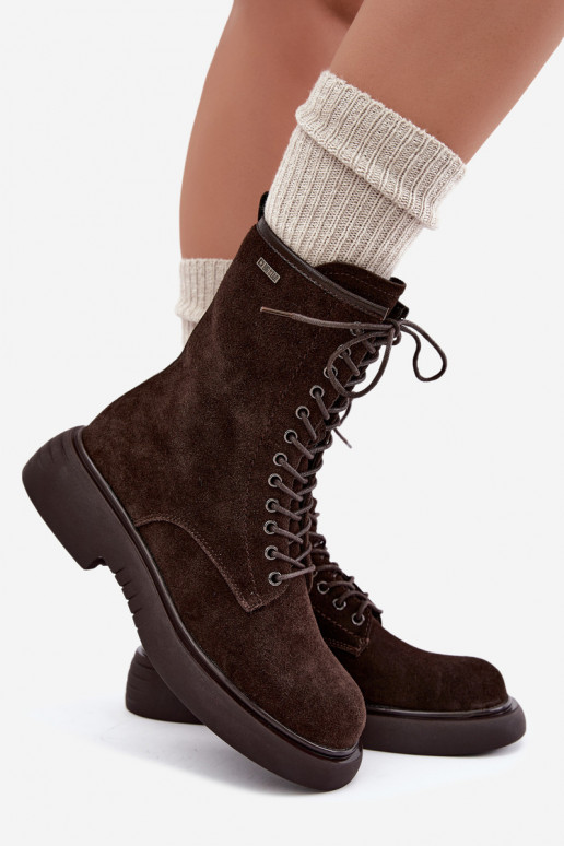 Stivaletti da lavoro isolati in suede sintetico Big Star UU274612 cioccolato