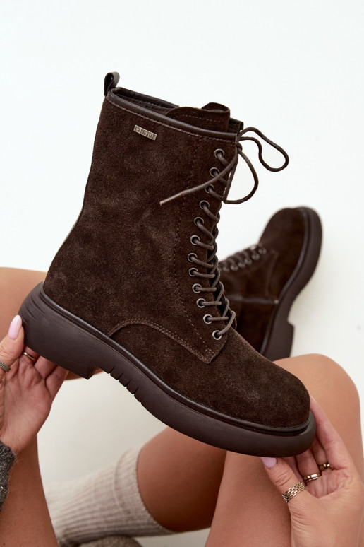 Stivaletti da lavoro isolati in suede sintetico Big Star UU274612 cioccolato