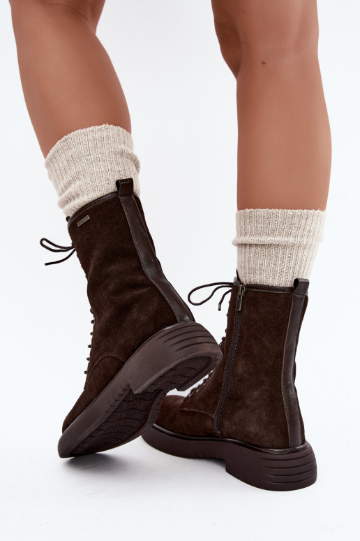 Stivaletti da lavoro isolati in suede sintetico Big Star UU274612 cioccolato
