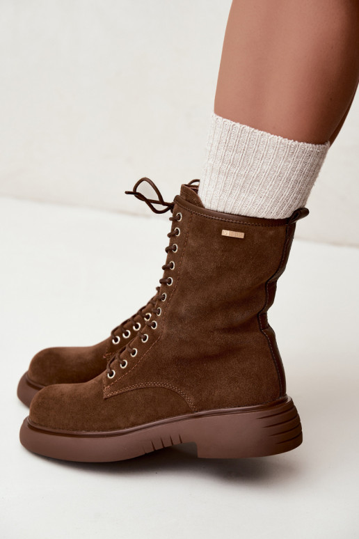 Stivaletti da lavoro isolati in suede sintetico Big Star UU274611 marrone