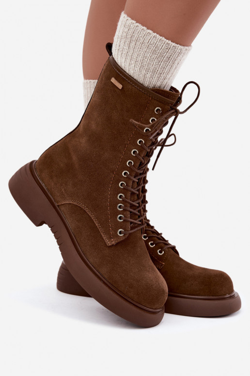 Stivaletti da lavoro isolati in suede sintetico Big Star UU274611 marrone