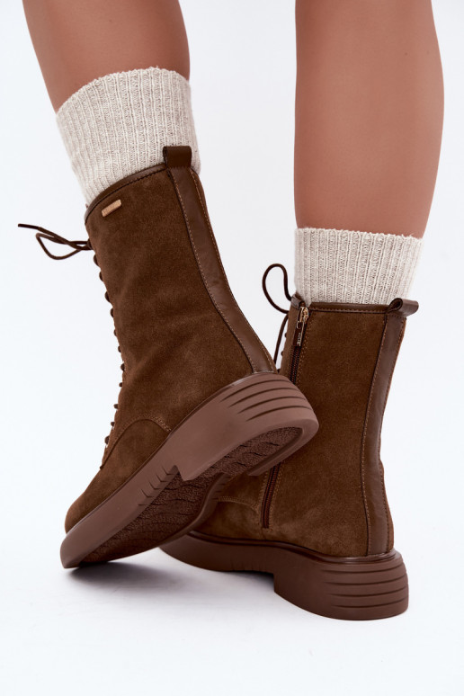 Stivaletti da lavoro isolati in suede sintetico Big Star UU274611 marrone