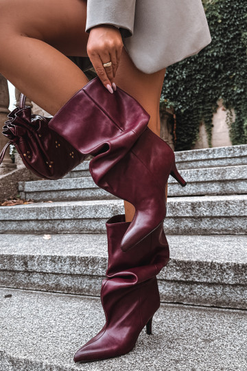 Stivaletti slouchy con tacco bordeaux Gelra 2