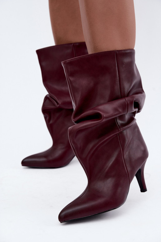 Stivaletti slouchy con tacco bordeaux Gelra
