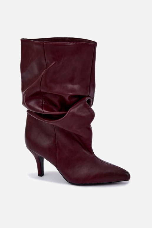 Stivaletti slouchy con tacco bordeaux Gelra