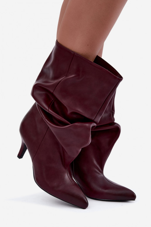 Stivaletti slouchy con tacco bordeaux Gelra