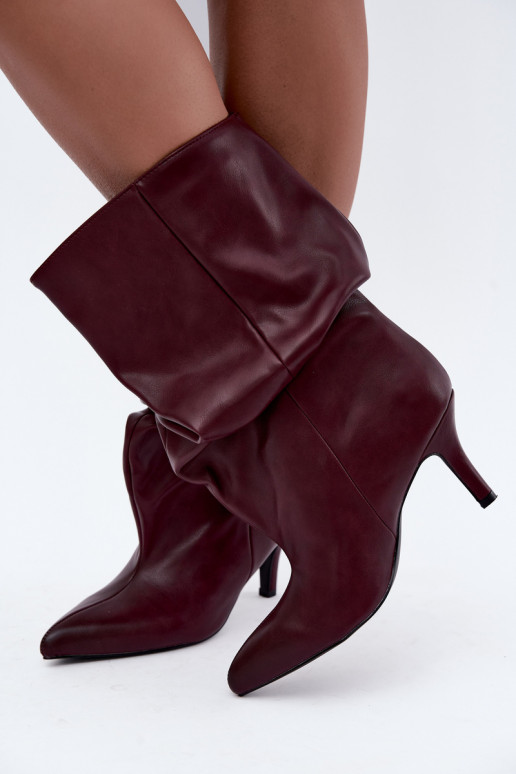 Stivaletti slouchy con tacco bordeaux Gelra