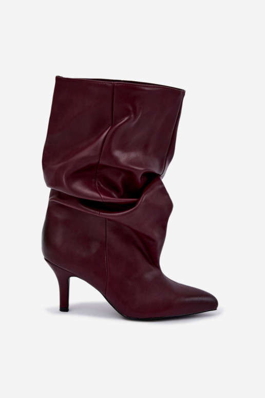 Stivaletti slouchy con tacco bordeaux Gelra