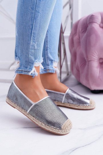 Lu Boo espadrillas in pizzo argento Kimchi