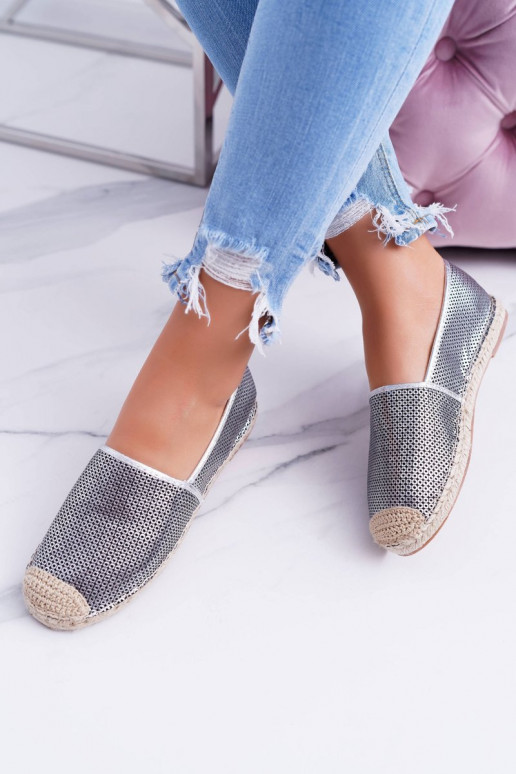 Lu Boo espadrillas in pizzo argento Kimchi