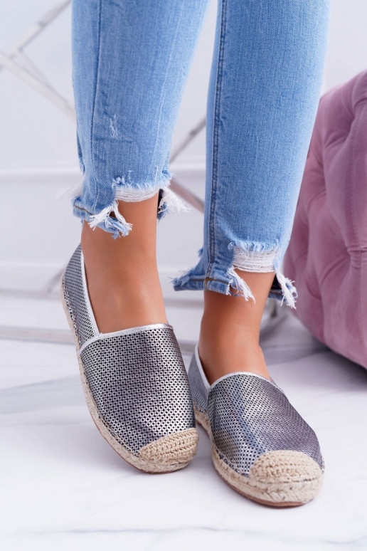 Lu Boo espadrillas in pizzo argento Kimchi