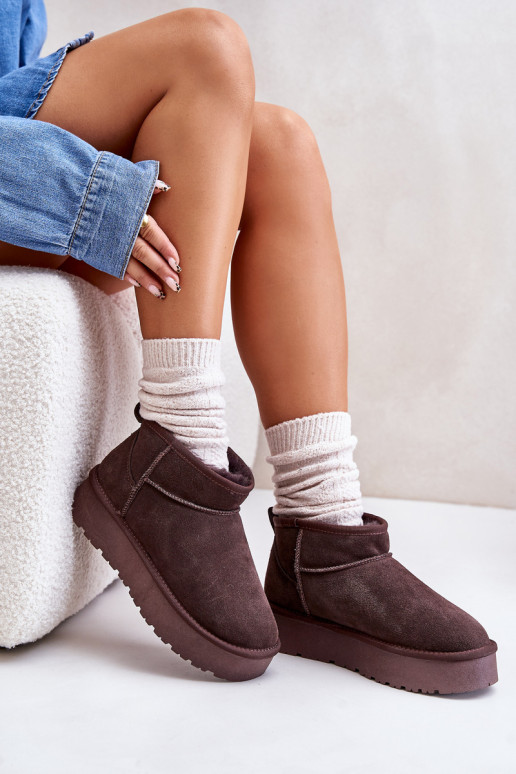 Stivali da neve bassi da donna in suede sintetico color marrone Nucca
